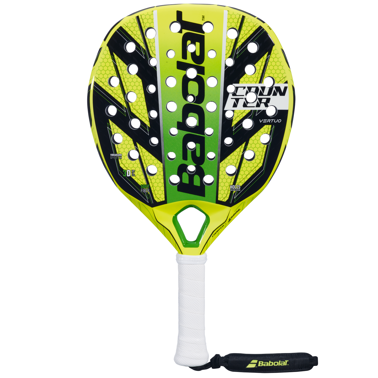 Front image of the BABOLAT Counter Vertuo Padel racket available in New Zealand at ThePadelShop.co.nz