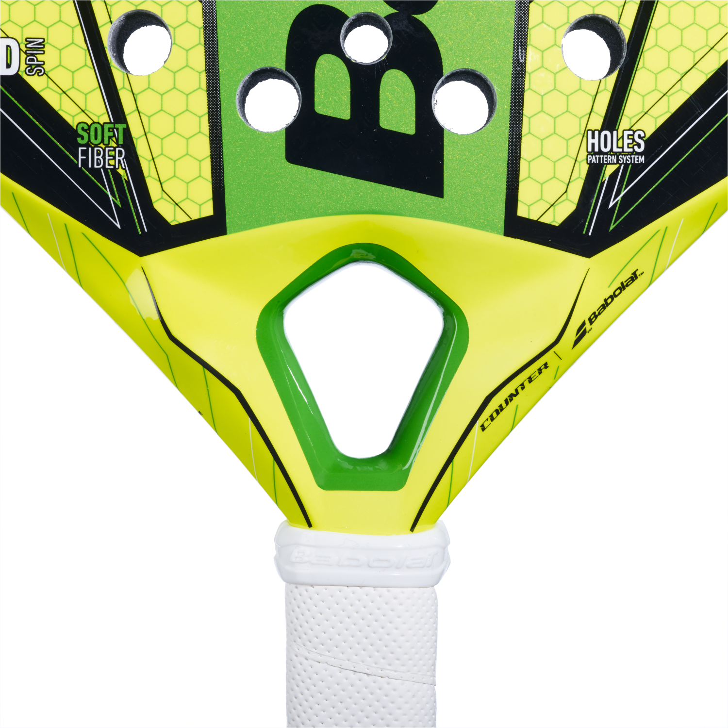 Close-up of the heart of the BABOLAT Counter Vertuo Padel racket available in New Zealand at ThePadelShop.co.nz
