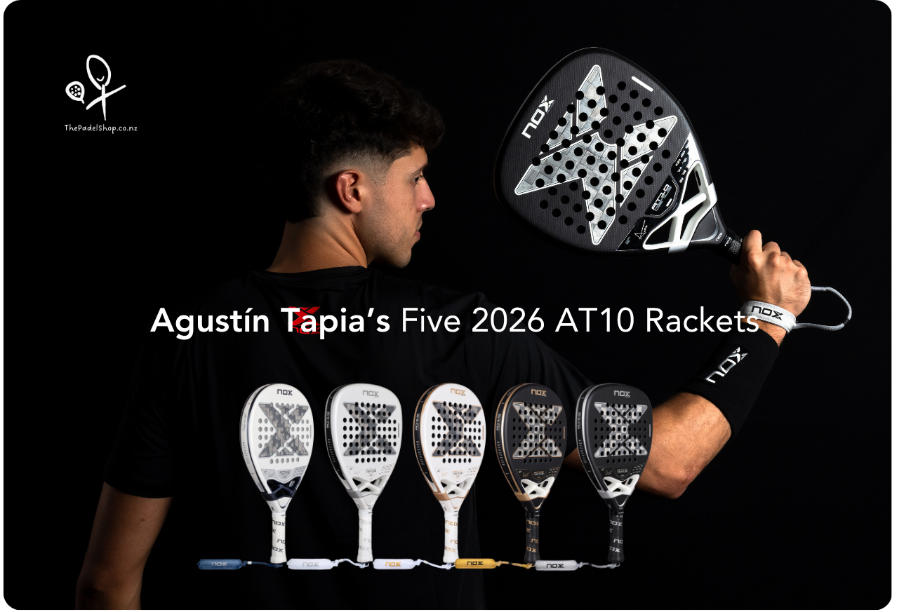 Agustín Tapia’s Five 2026 AT10 Rackets – ThePadelShop.co.nz