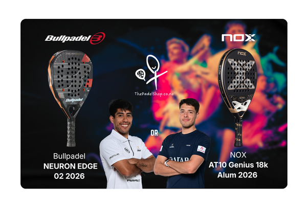 Padel Racket Comparison between the NOX AT10 18k Alum Agustins Tapia vs the Bullpadel Neuron 02 Edge Fede Chingotto's racket