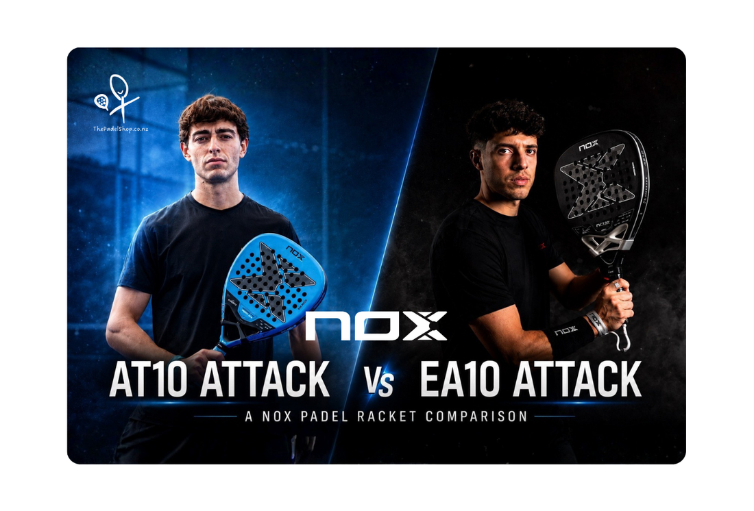 Padel RAcket Comparison of the NOX AT10 Genius 18k Alum 2026 vs the NOX EA10 Ventus ATTACK 12K Xtrem Padel rackets
