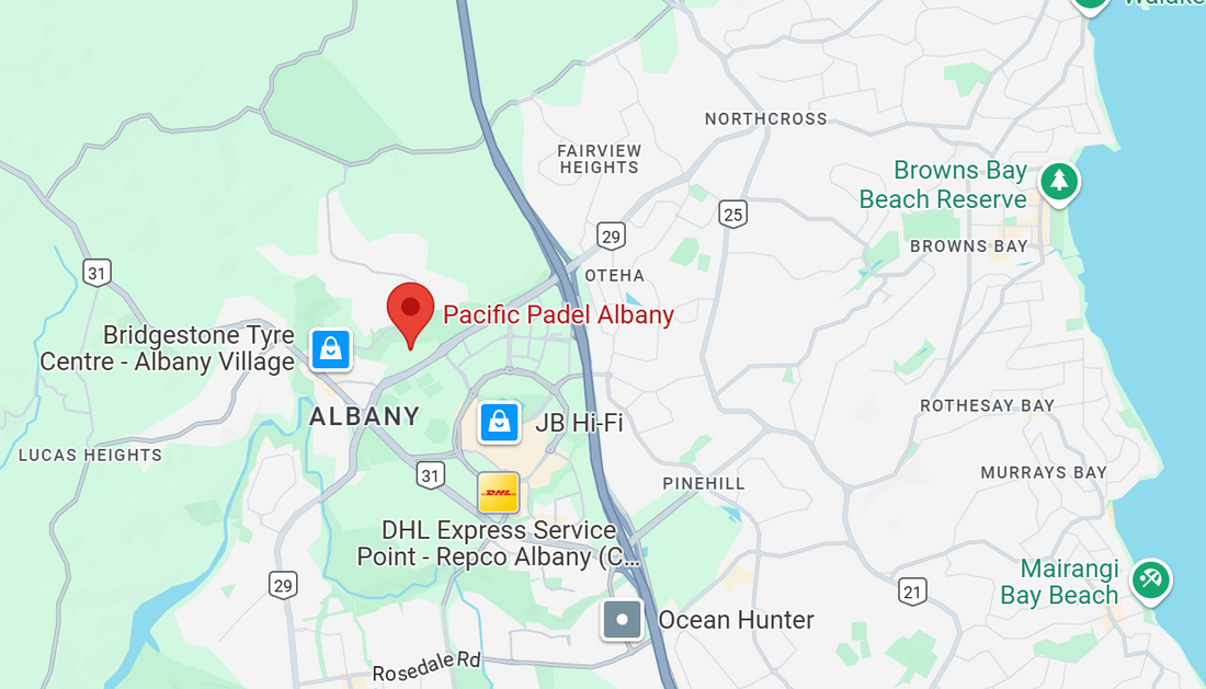 Map Location of Pacific Padel courts in Albany Auckland - ThePadelShop.co.nz