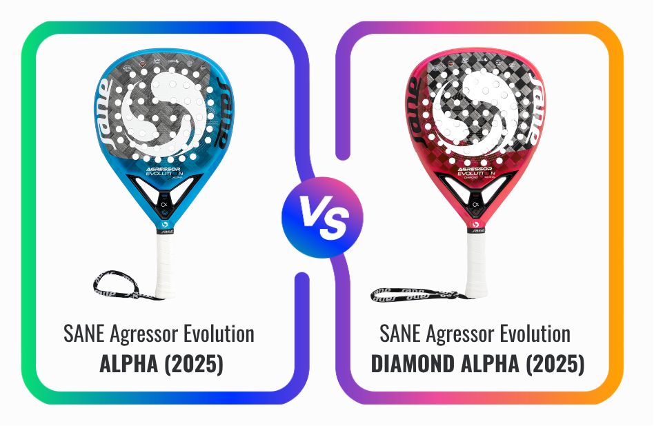 A blog to compare the Sane Agressor Evolution Alpha 2025 and the SANE Agressor Evolution Diamond Alpha 2025 Padel Rackets