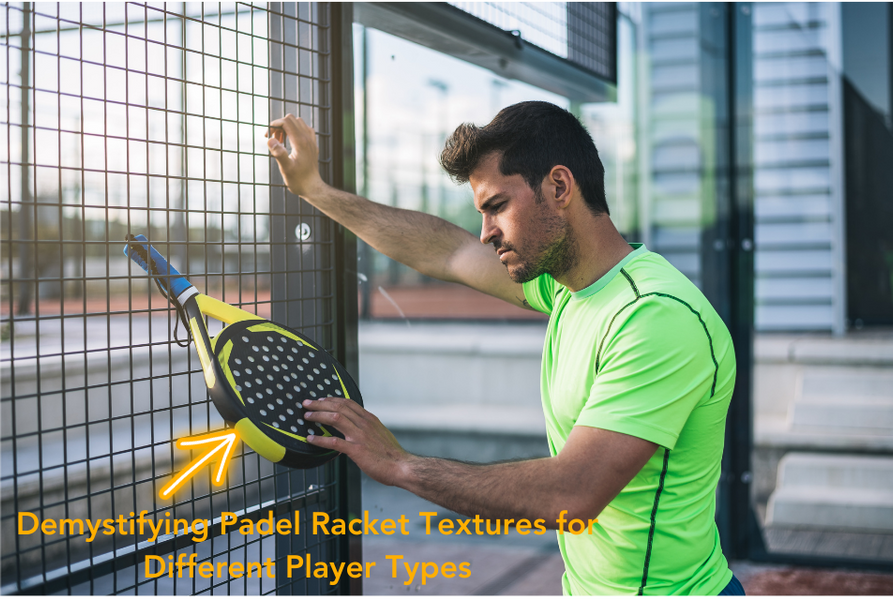 Man looking at his Padel Racket's texture - Shop Padel Rackets at ThePadelShop.co.nz