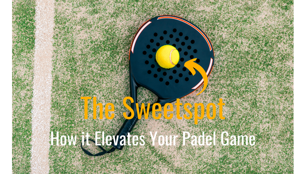 Padel racket laying on turf: 'The Sweetspot, How it Elevates Your Padel Game' - ThePadelShop.co.nz