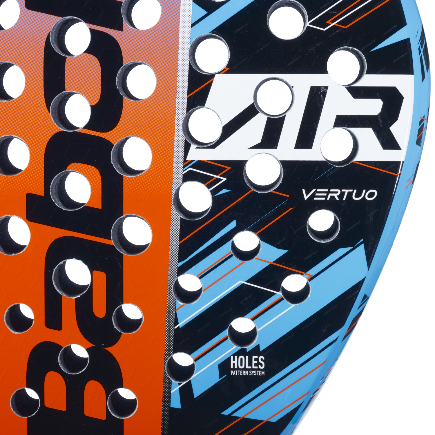Close up of the face of the BABOLAT Air Vertuo 2024 Padel Racquet available in New Zealand from ThePadelShop.co.nz