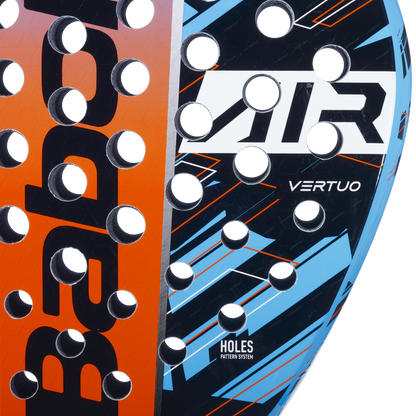 Close up of the face of the BABOLAT Air Vertuo 2024 Padel Racquet available in New Zealand from ThePadelShop.co.nz