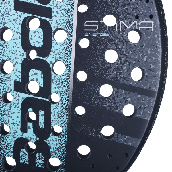 Close up of the hitting surface of the Babolat Stima Energy Padel Racket available in New Zealand from ThePadelShop.co.nz