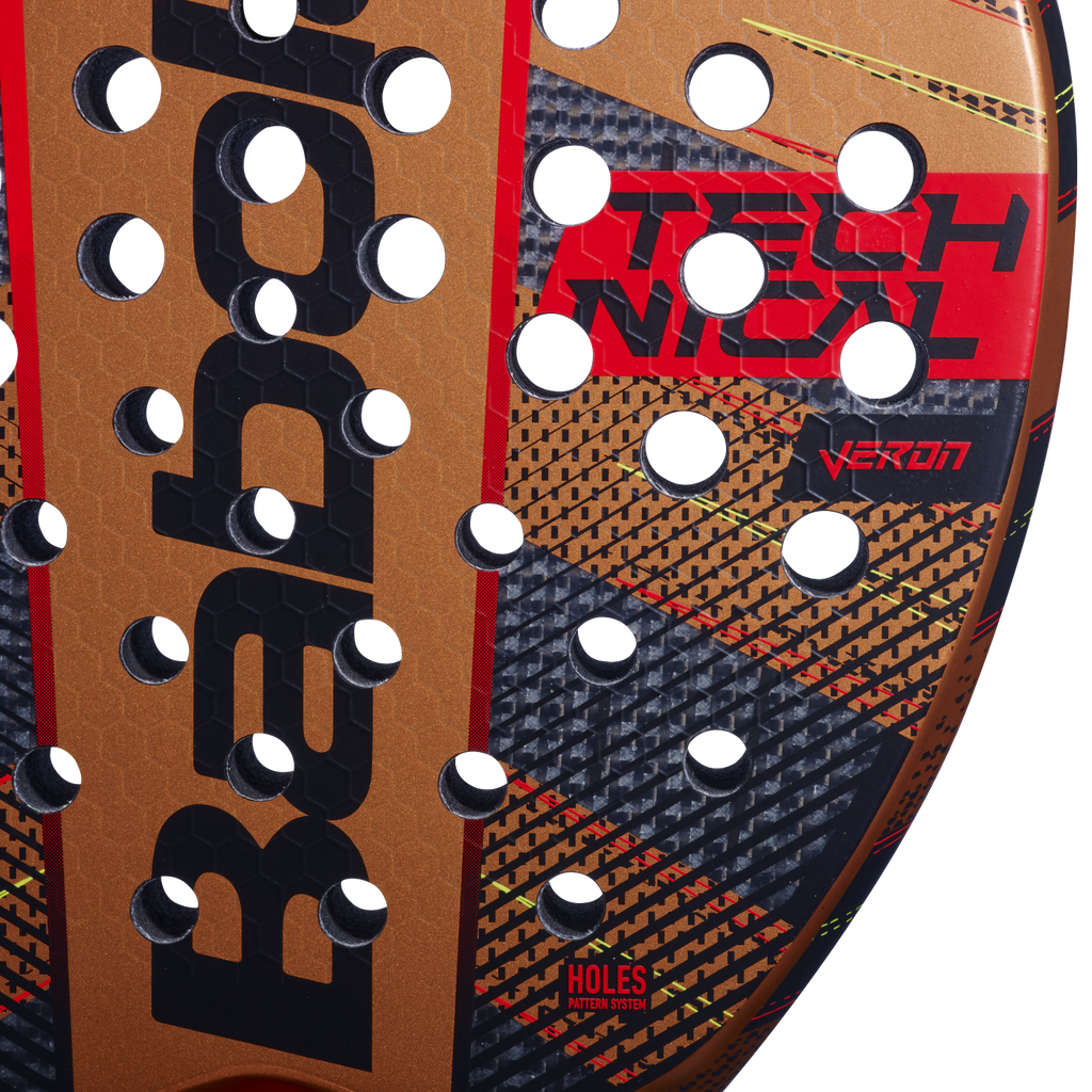 Close up of the face of the Babolat Technical Veron 2024 padel racket that is available from ThePadelShop.co.nz