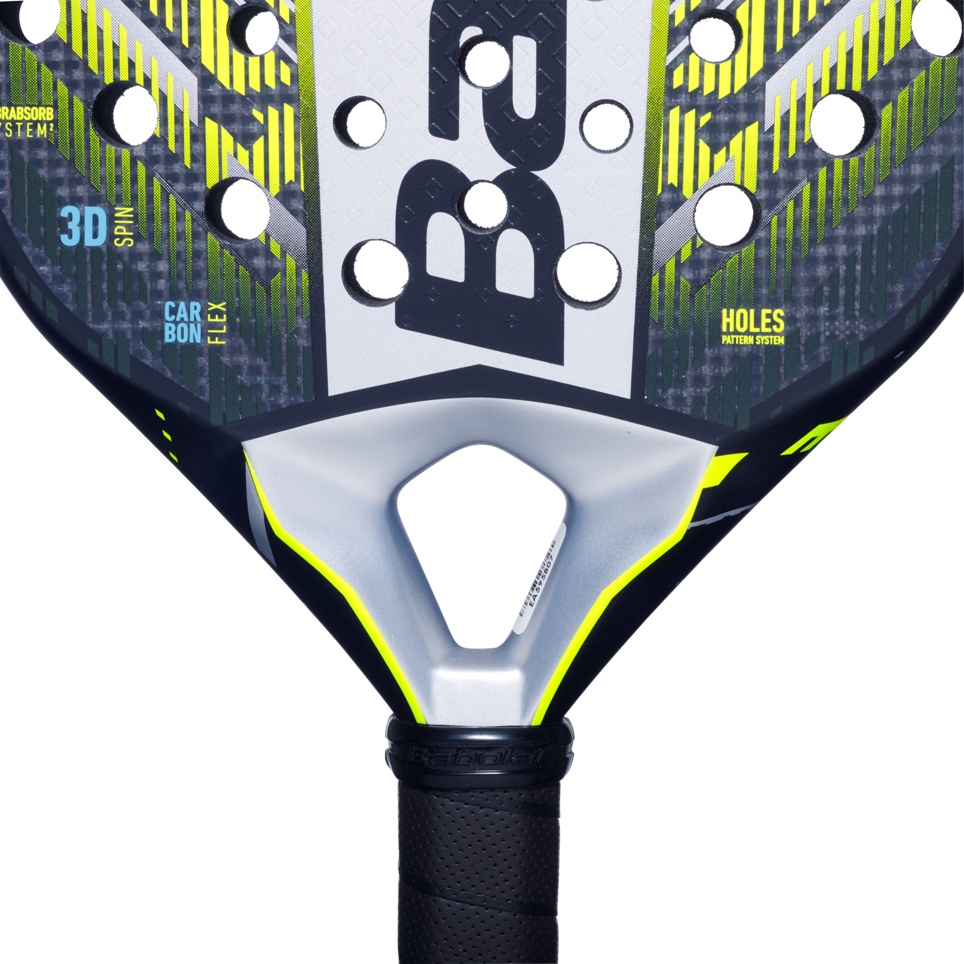 Close up of the heart image of the Babolat Counter Veron 2025 padel racket available in New Zealand from ThePadelShop.co.nz