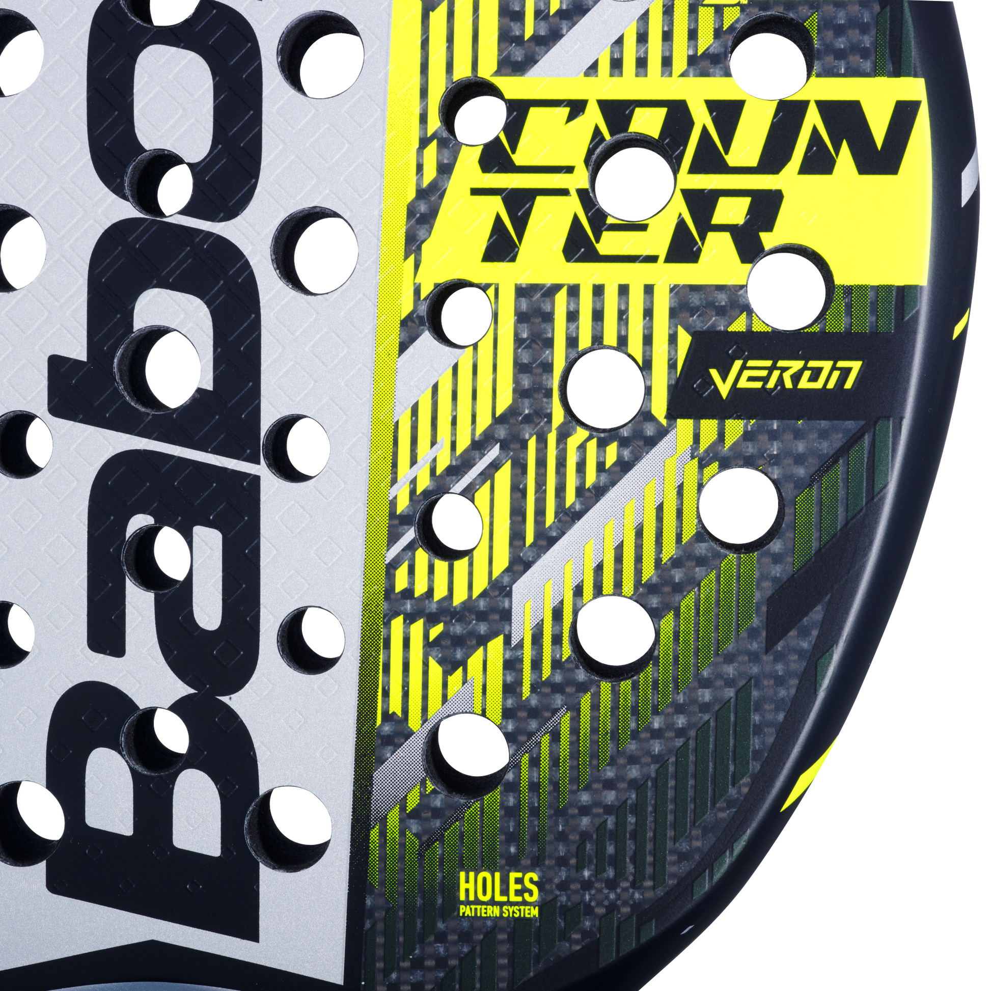 close up of the face of the Babolat Counter Veron 2025 padel racket available in New Zealand from ThePadelShop.co.nz