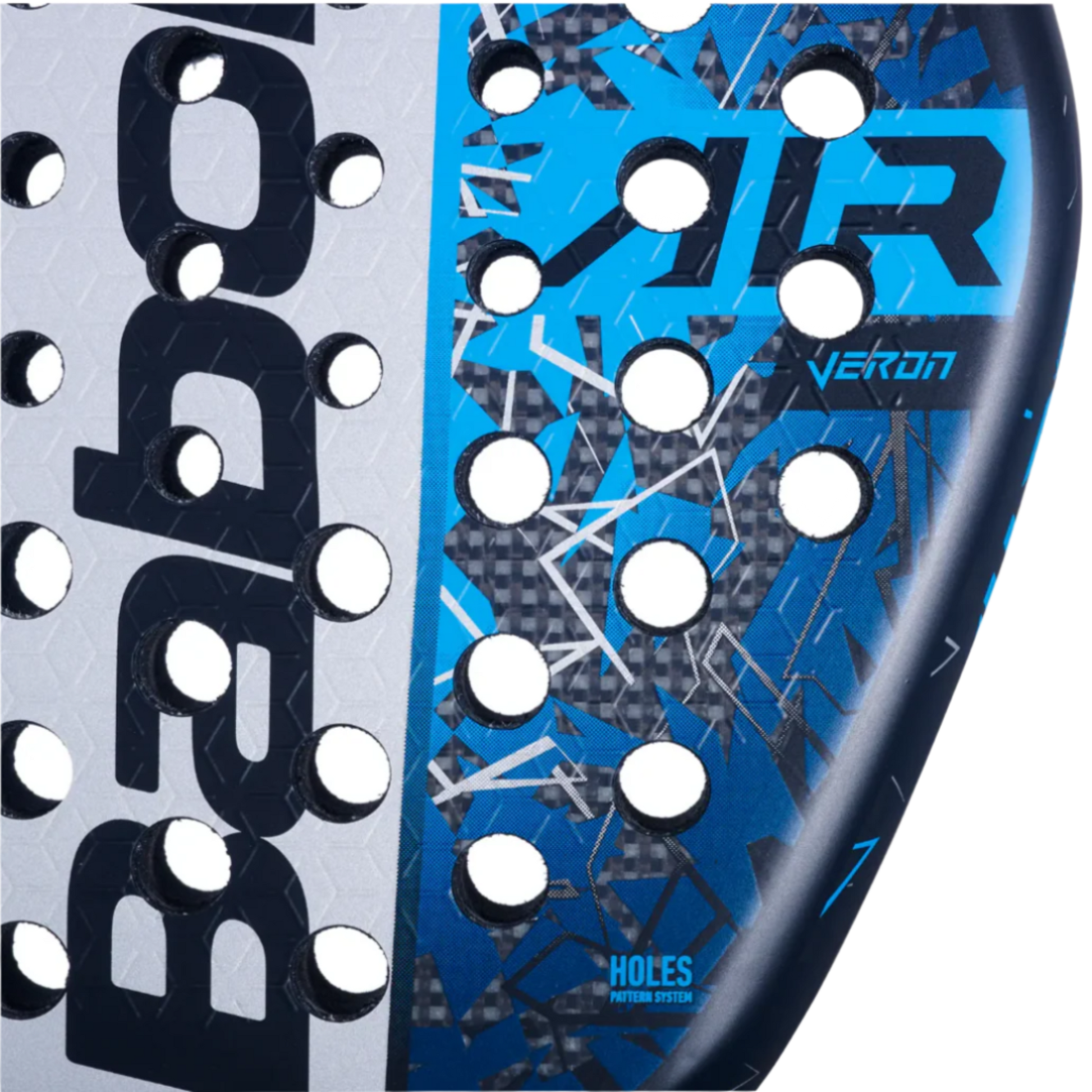A close up image of the hitting surface of the BABOLAT Air Veron 2025 padel racket available in New Zealand from ThePadelShop.co.nz