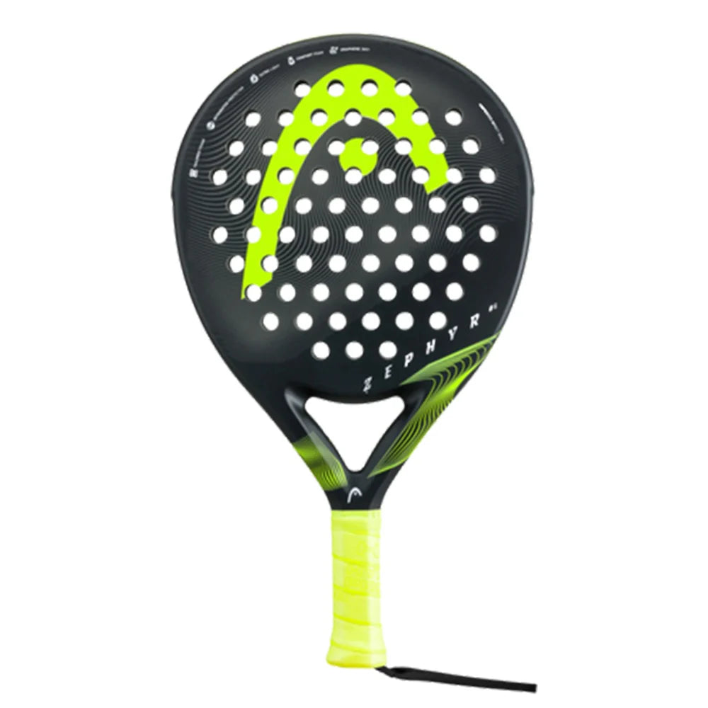 Front padel racket image of the HEAD Zephyr Ultra Lite Black/Yellow Padel Racket available at ThePadelShop.co.nz