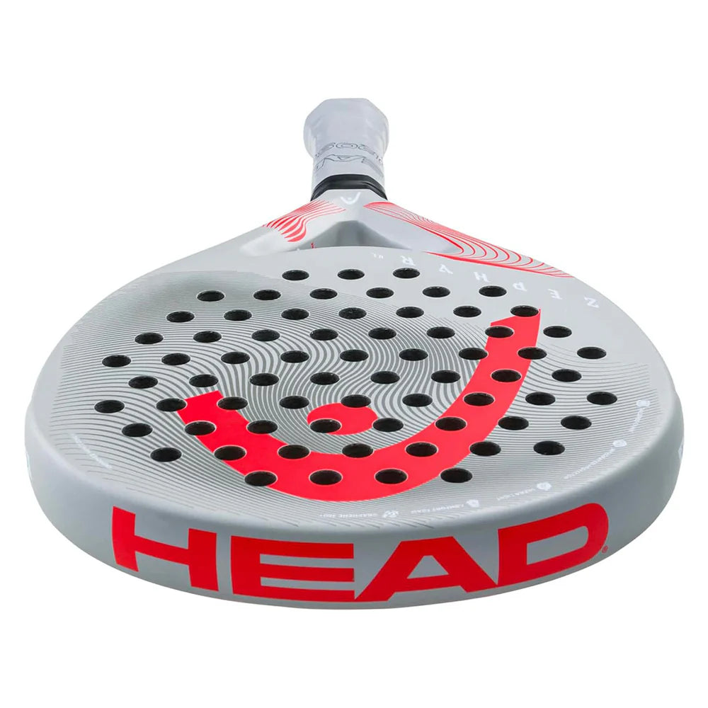 Top Racket image of a Red & Grey head Zephyr Ultra Lite Padel racket on sale from ThePadelShop.co.nz