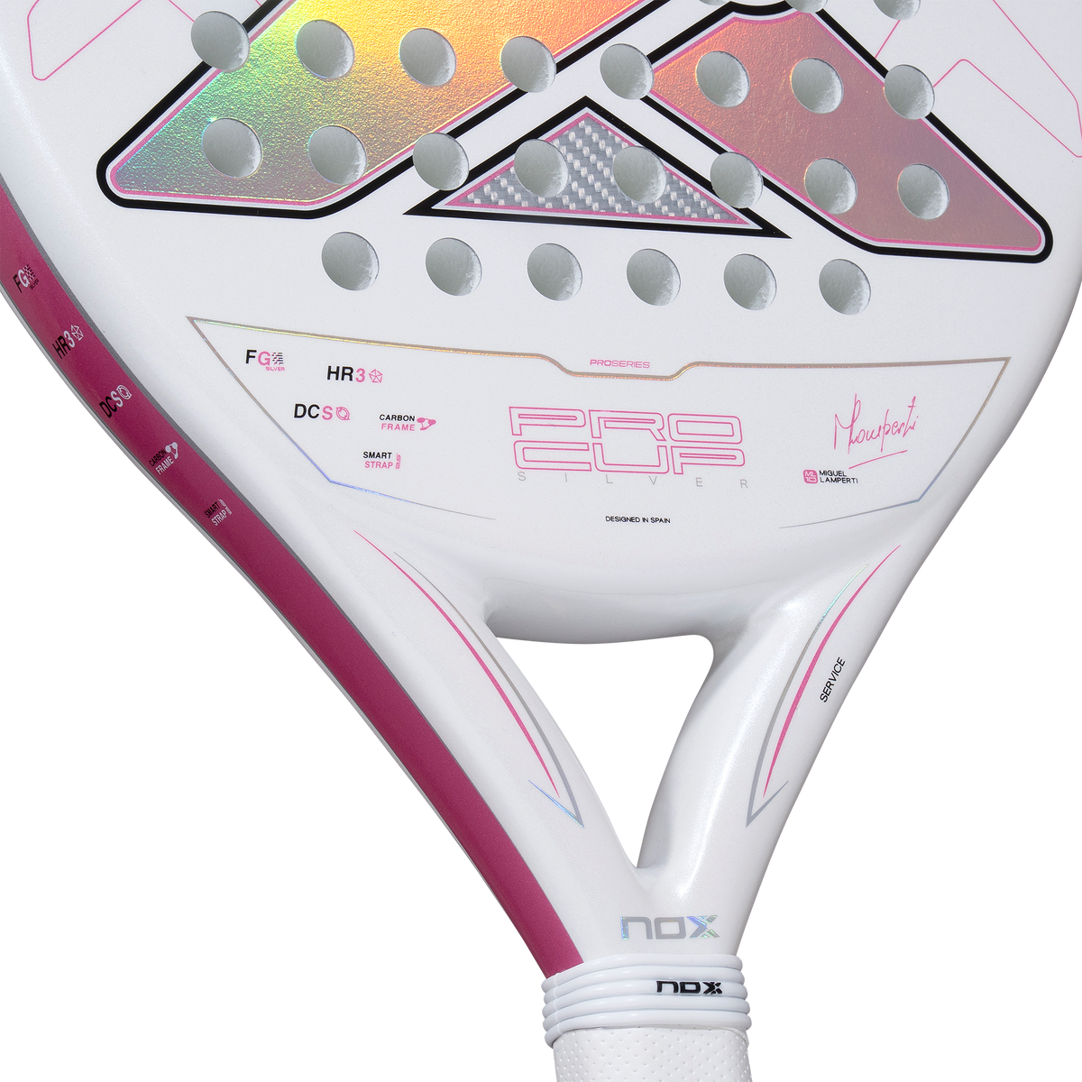 close up image of the heart of the NOX ML10 Pro Cup Silver Light (2027) Padel Racket available in New Zealand from ThePadelShopNZ