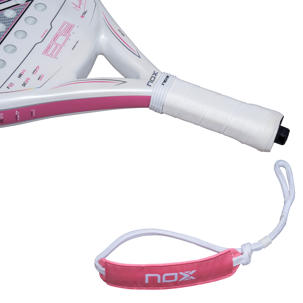 close up image of the Smartstrap of the NOX ML10 Pro Cup Silver Light (2027) Padel Racket available in New Zealand from ThePadelShopNZ