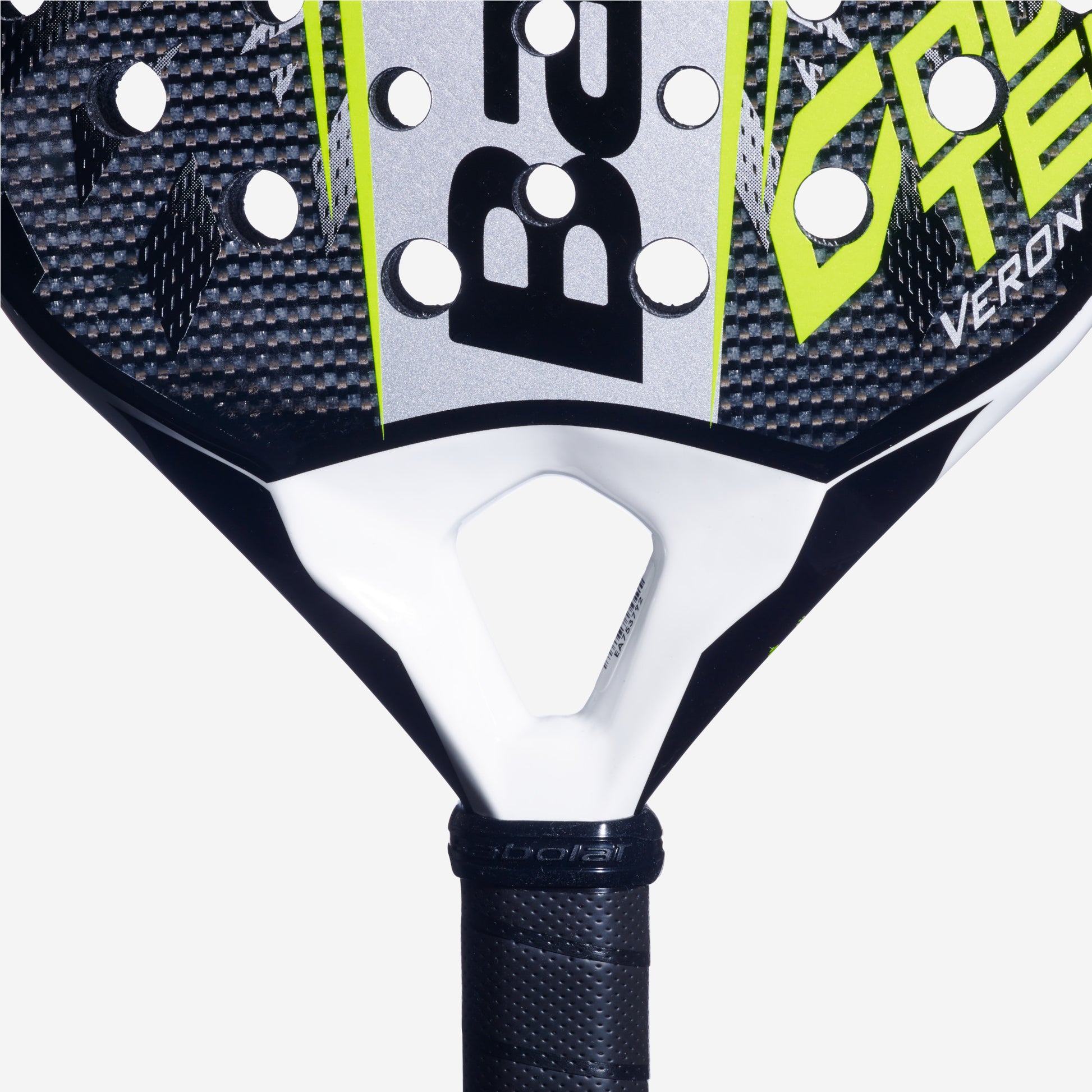 close up of theheart of the Babolat Counter Veron 2.6 (2026) padel racket in New Zealand  from ThePadelShop.co.nz