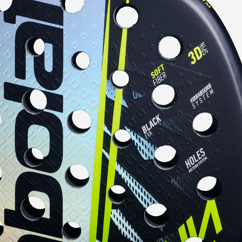 close up of the face of the Babolat Counter Vertuo 2.6 (2026) Padel racket available in New Zealand from ThePadelShop.co.nz