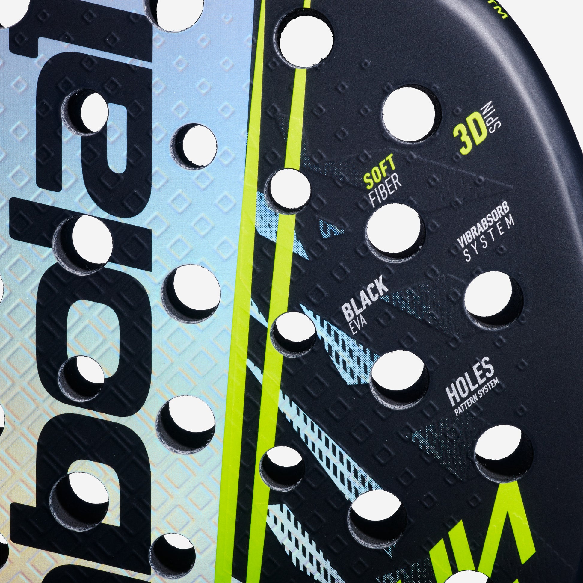 close up of the face of the Babolat Counter Vertuo 2.6 (2026) Padel racket available in New Zealand from ThePadelShop.co.nz