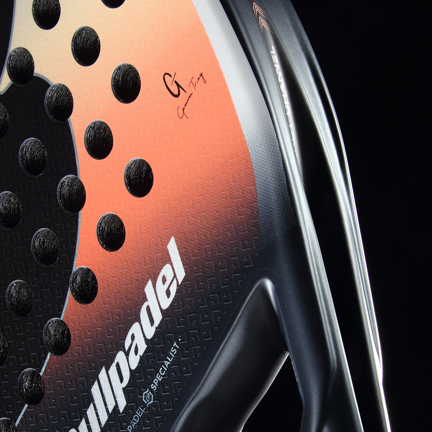 close up of the air channel of the Bullpadel Elite W 2026 Padel racket available in New Zealand from ThePadelShop.co.nz