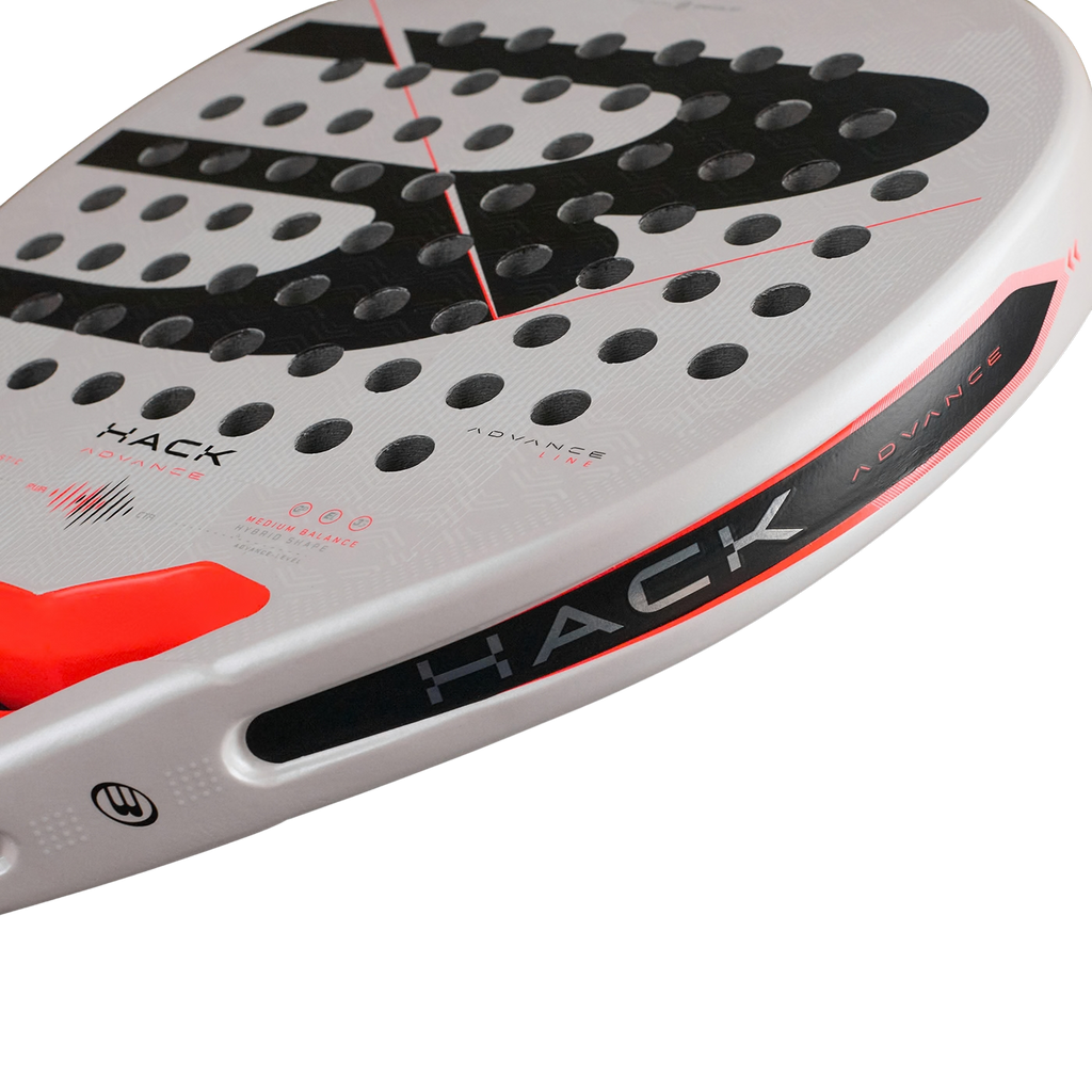 close up of side mage of the Bullpadel Hack Advance 02 2026 padel racket available in NZ from thepadelshop.co.nz