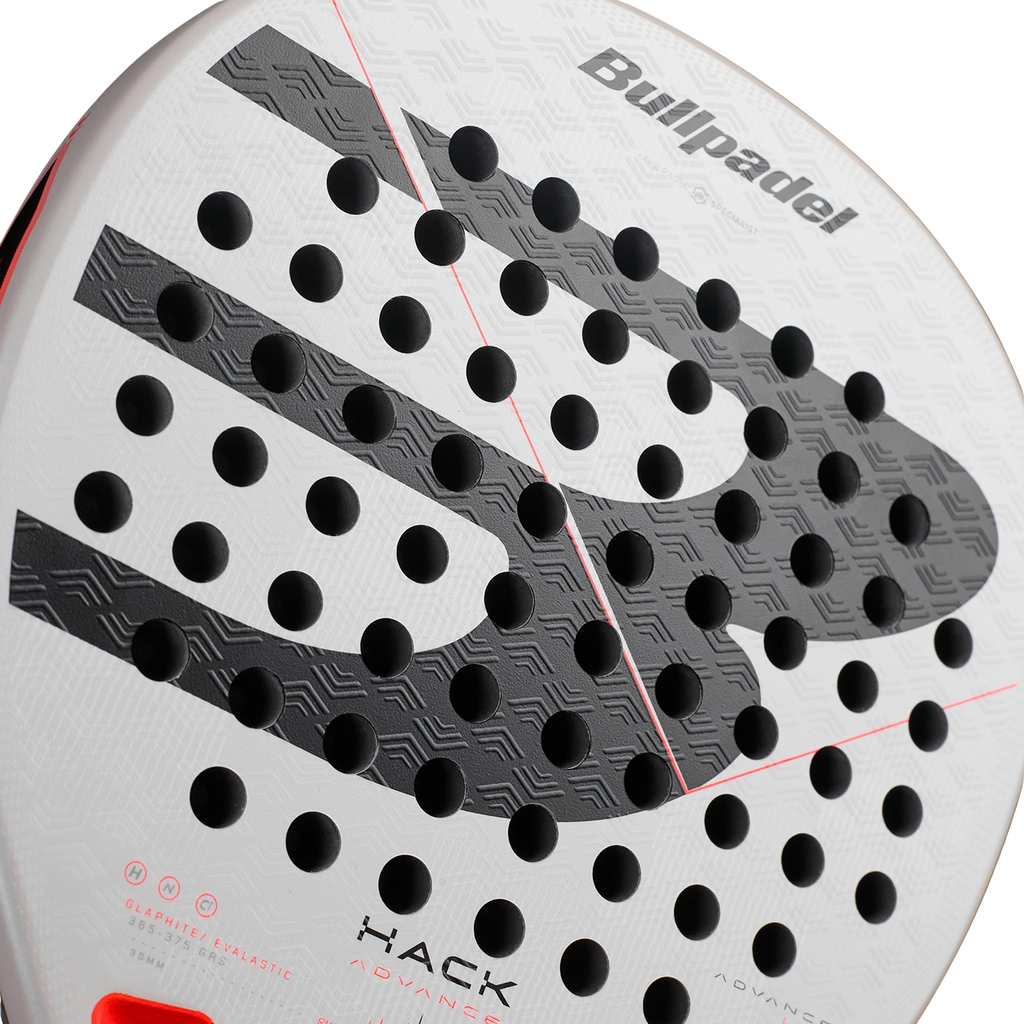 Close up of the face of the Bullpadel Hack Advance 02 2026 padel racket available in NZ from thepadelshop.co.nz