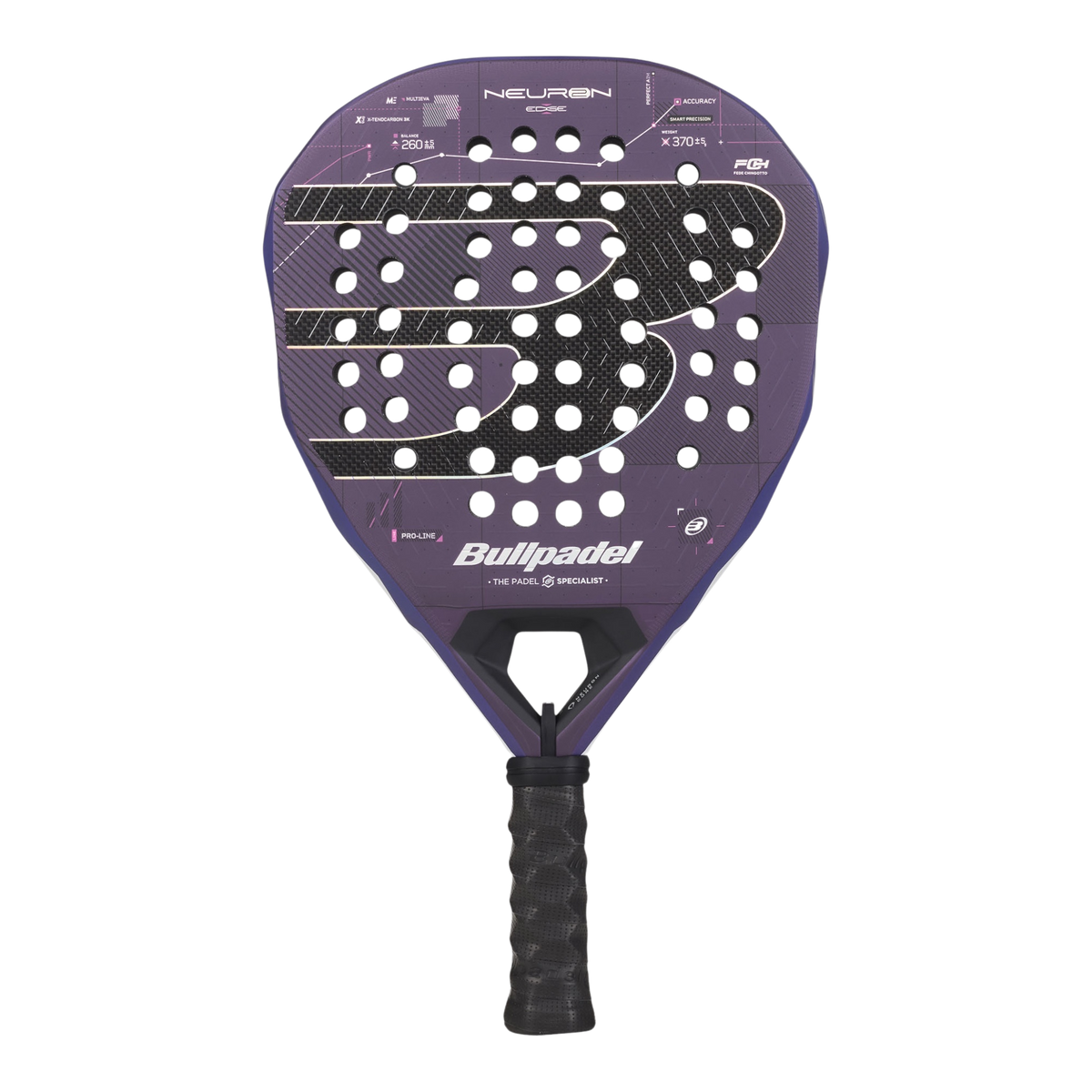 Front image of the Bullpadel Neuron 02 Edge (2027) padel racket available in New Zealand from ThePadelShop.co.nz
