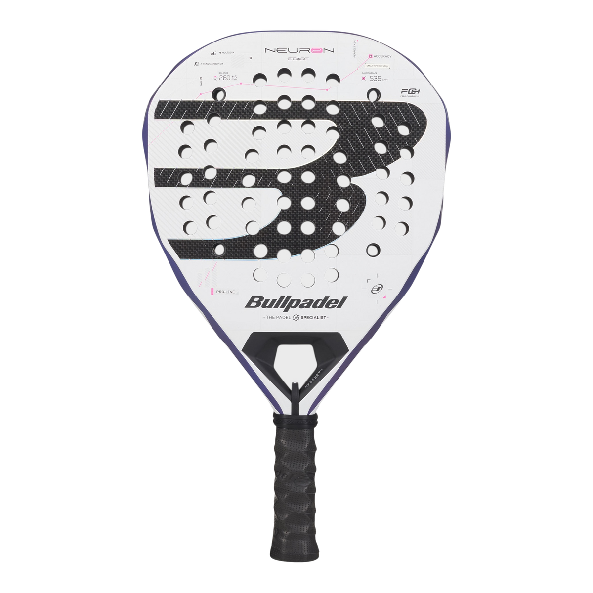 Front image of the Bullpadel Neuron 02 Edge (2027) padel racket available in New Zealand from ThePadelShop.co.nz