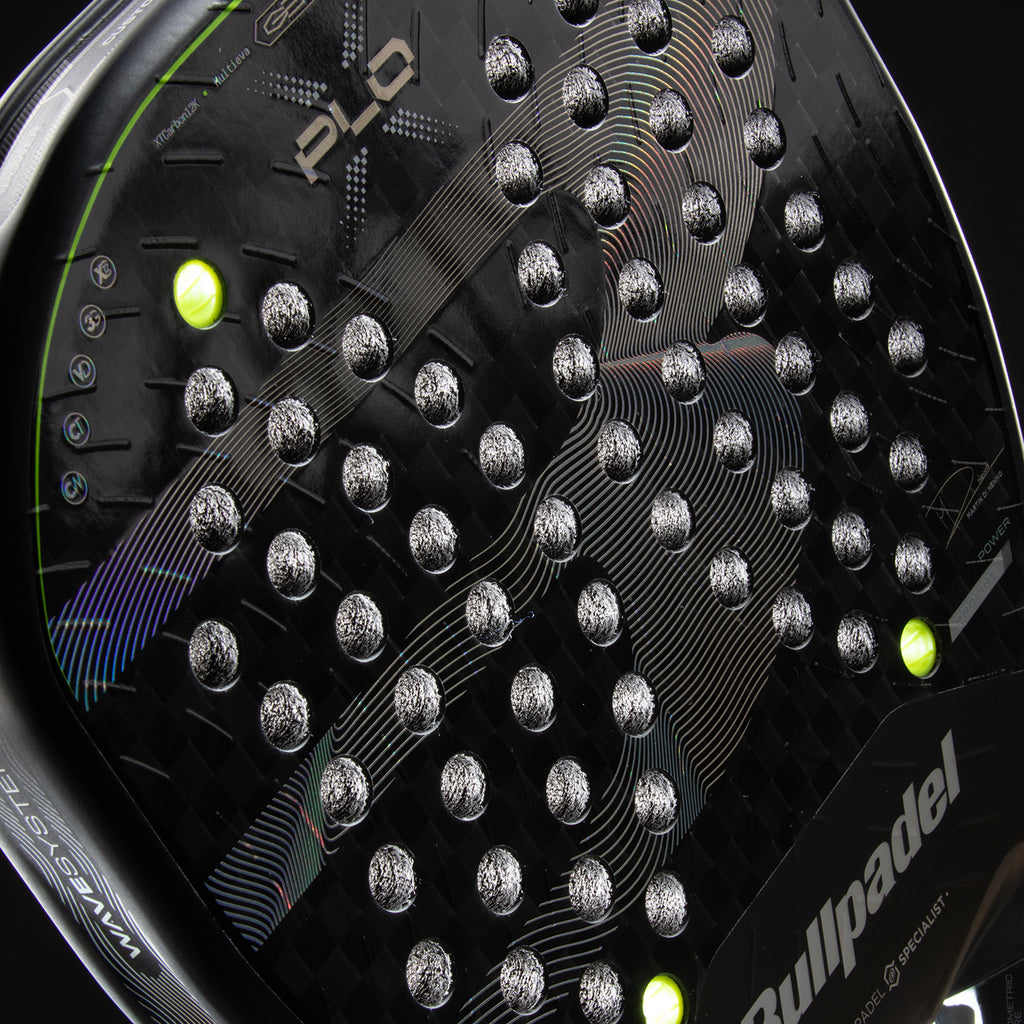 close up of the face of the Bullpadel XPLO 2026 Padel racket available in New Zealand from ThePadelShop.co.nz