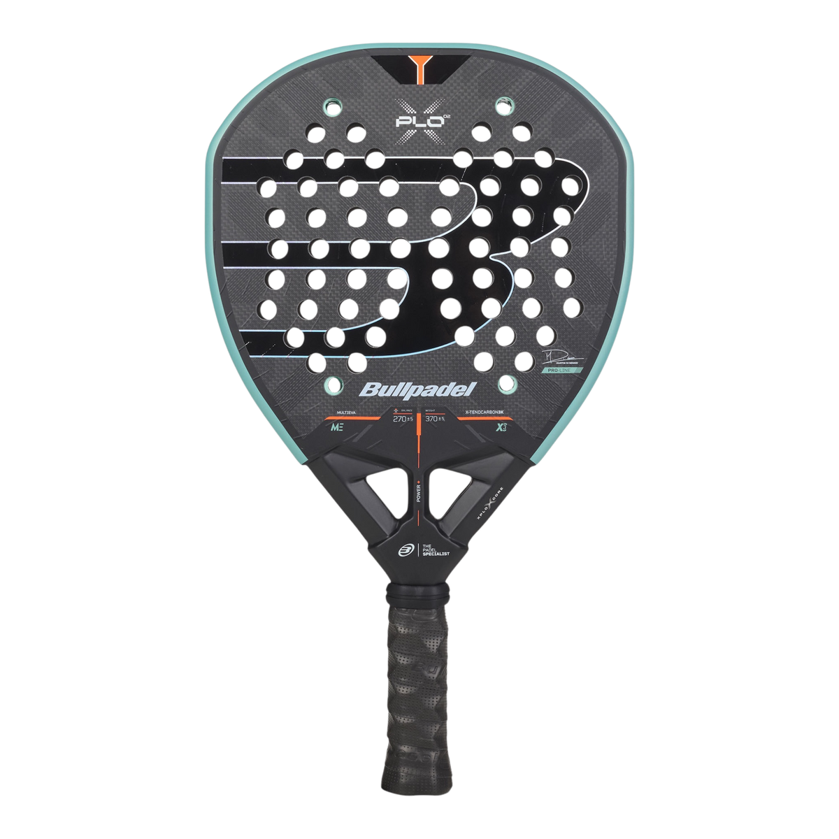 The front image of the Bullpadel XPLO (2027) Padel racket available in New Zealand from ThePadelShopNZ - Black