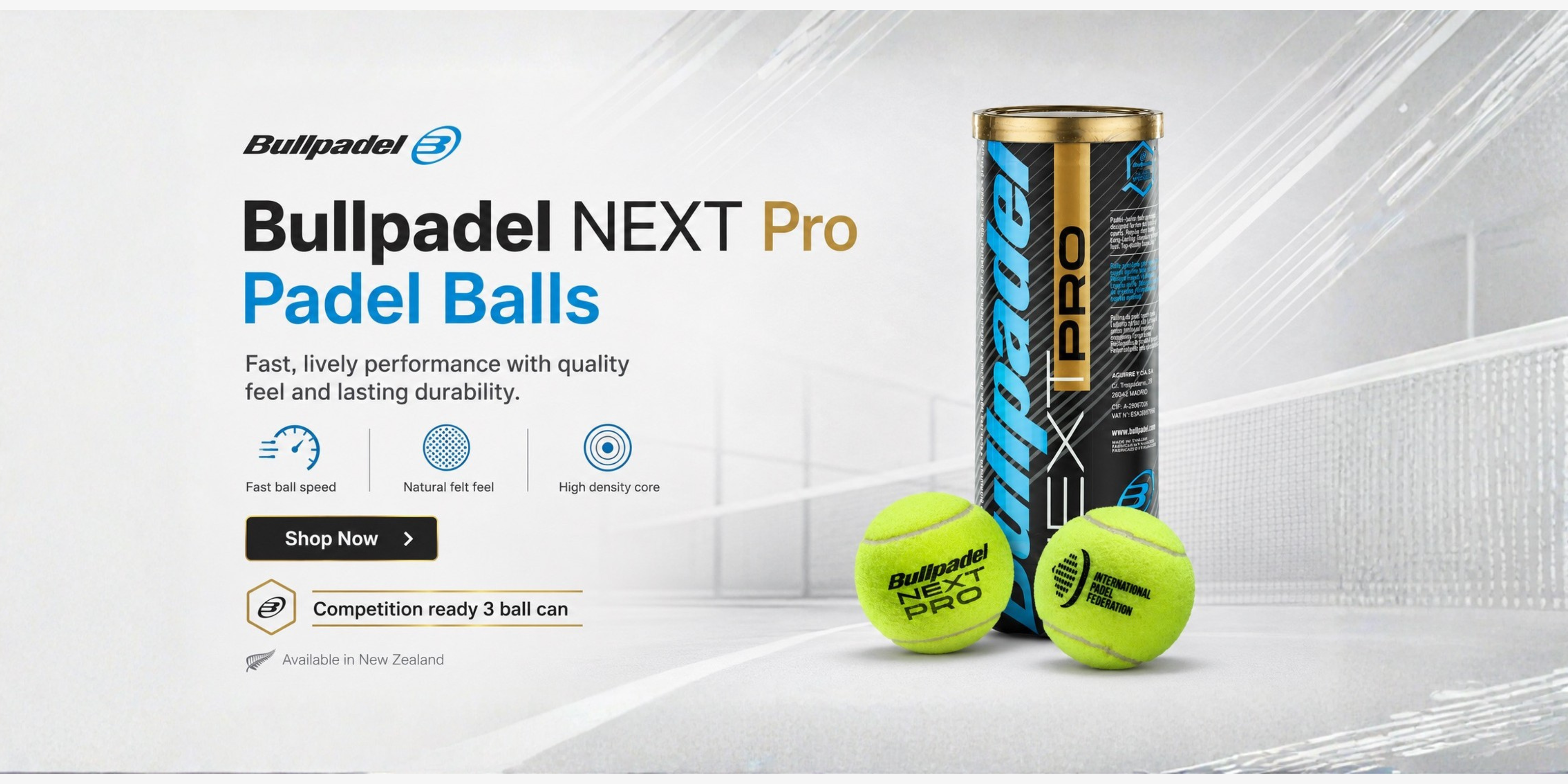 Bullpadel Next Pro Padel Balls with a can on a white background