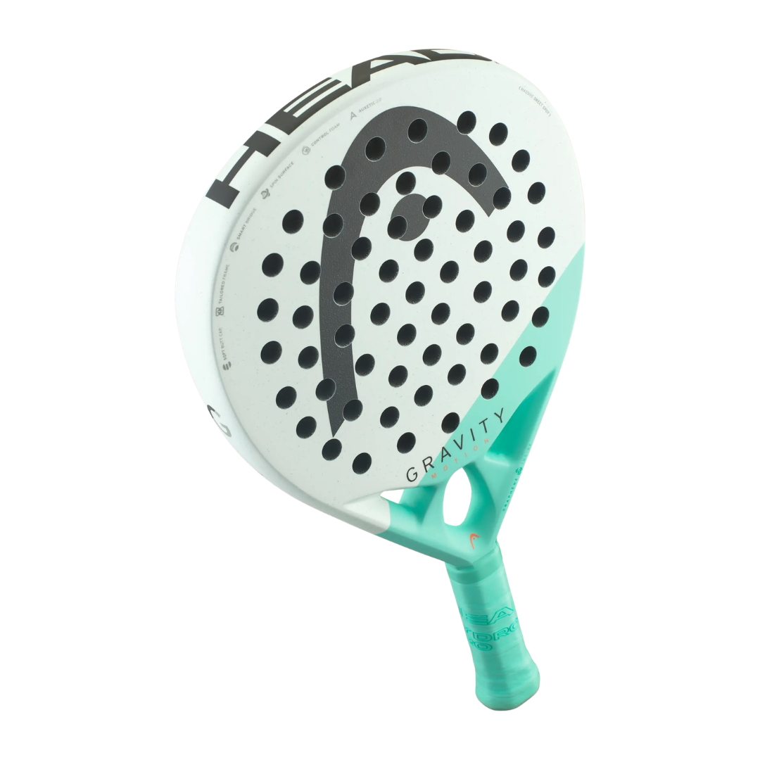 Floating image of the Head Gravity Motion 2024 padel racket available in NZ from ThePadelShop.co.nz