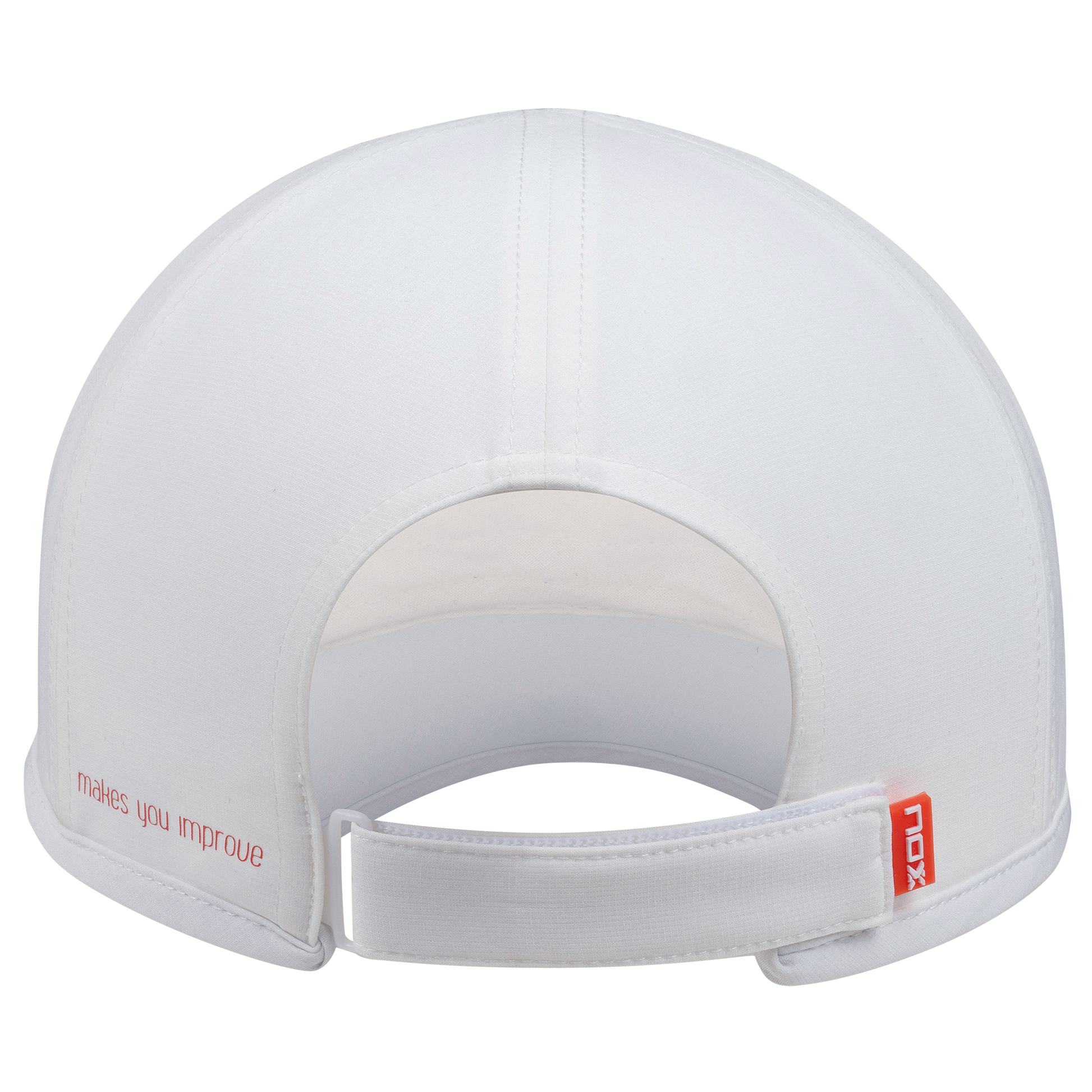 White cap with a brand logo on a white background