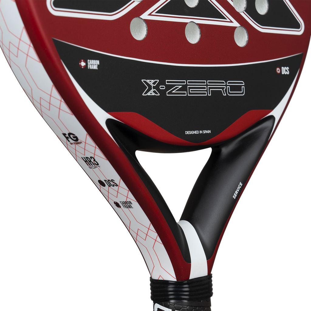 Close up of Heart of the NOX X-Zero Red 2026 Padel Racket available in New Zealand from ThePadelShop NZ