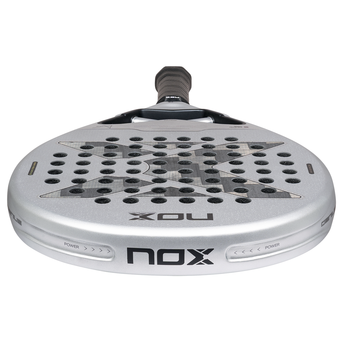 The top image of the NOX Genius 12k Alum Xtrem (2027) padel racket by Agustín Tapia available in New Zealand from ThePadelShopNZ
