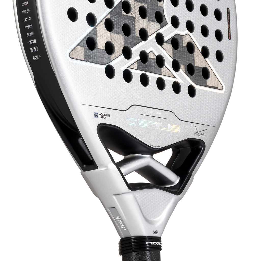 Close up of the heart of the NOX Genius 12k Alum Xtrem (2027) padel racket by Agustín Tapia available in New Zealand from ThePadelShopNZ