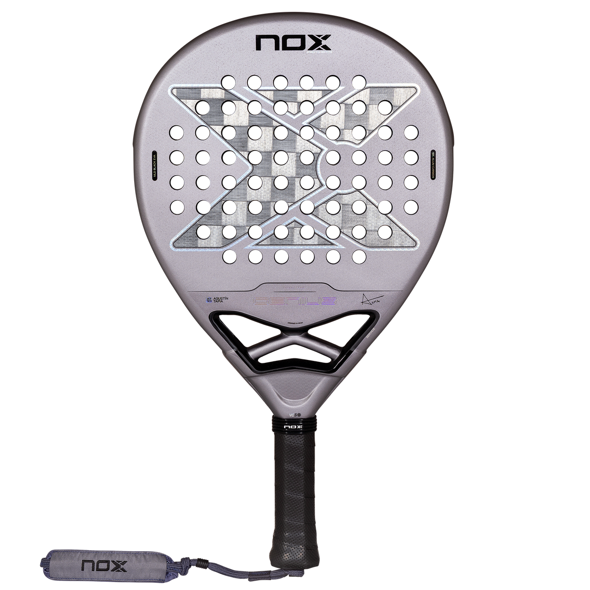 Front view image of the NOX Genius 18k Alum (2027) padel racket available in New Zealand from ThePadelShop NZ