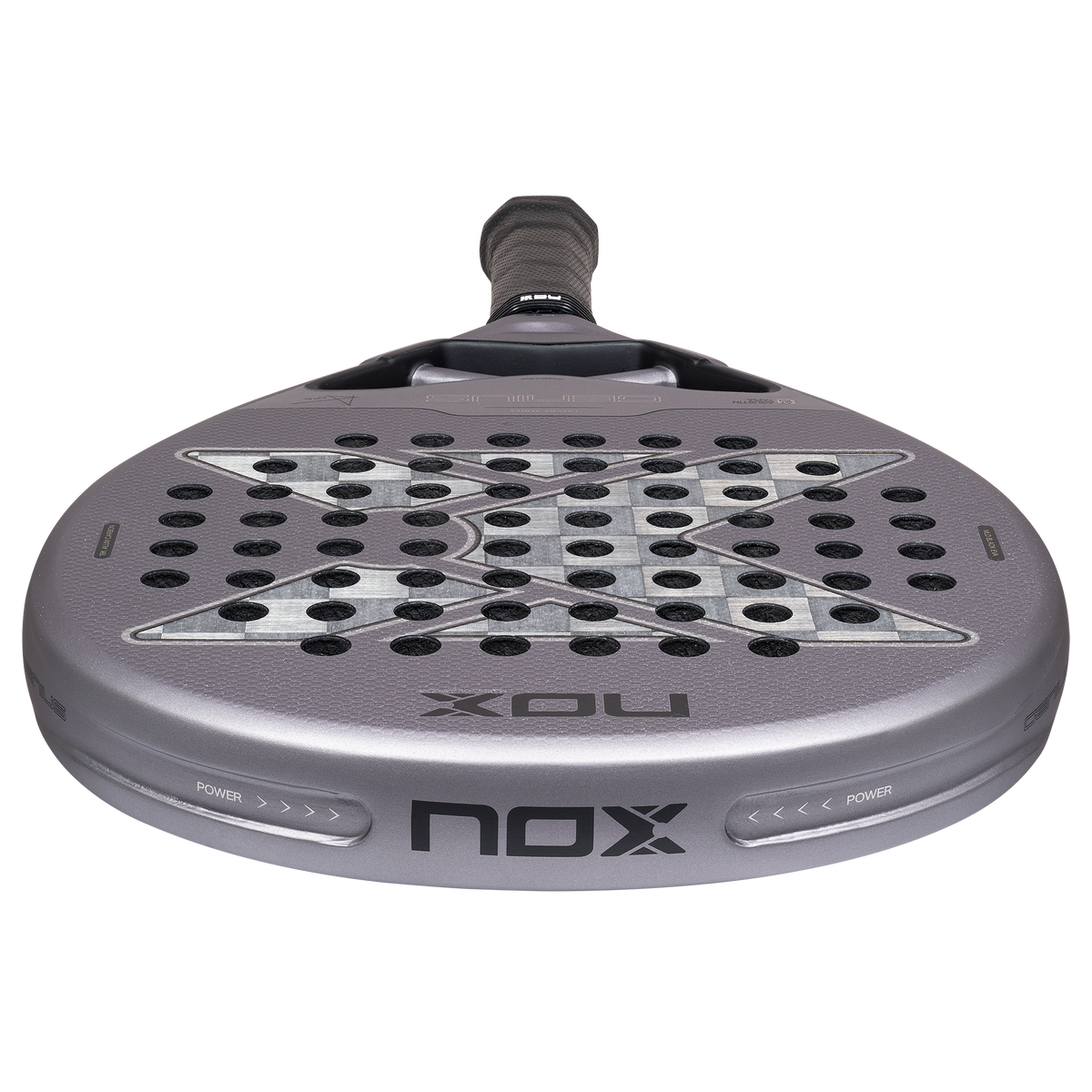 top view image of the NOX Genius 18k Alum (2027) padel racket available in New Zealand from ThePadelShop NZ