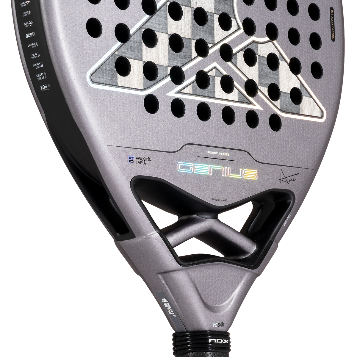 Close up of the heart of the NOX Genius 18k Alum (2027) padel racket available in New Zealand from ThePadelShop NZ