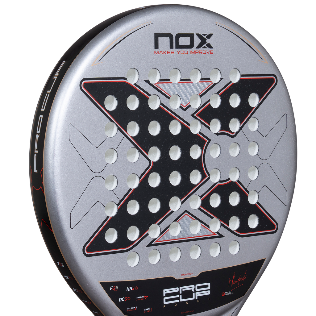 Close up of the face of the NOX ML10 pro Cup Rough (2027) padel racket available in New Zealand from ThePadelShop NZ