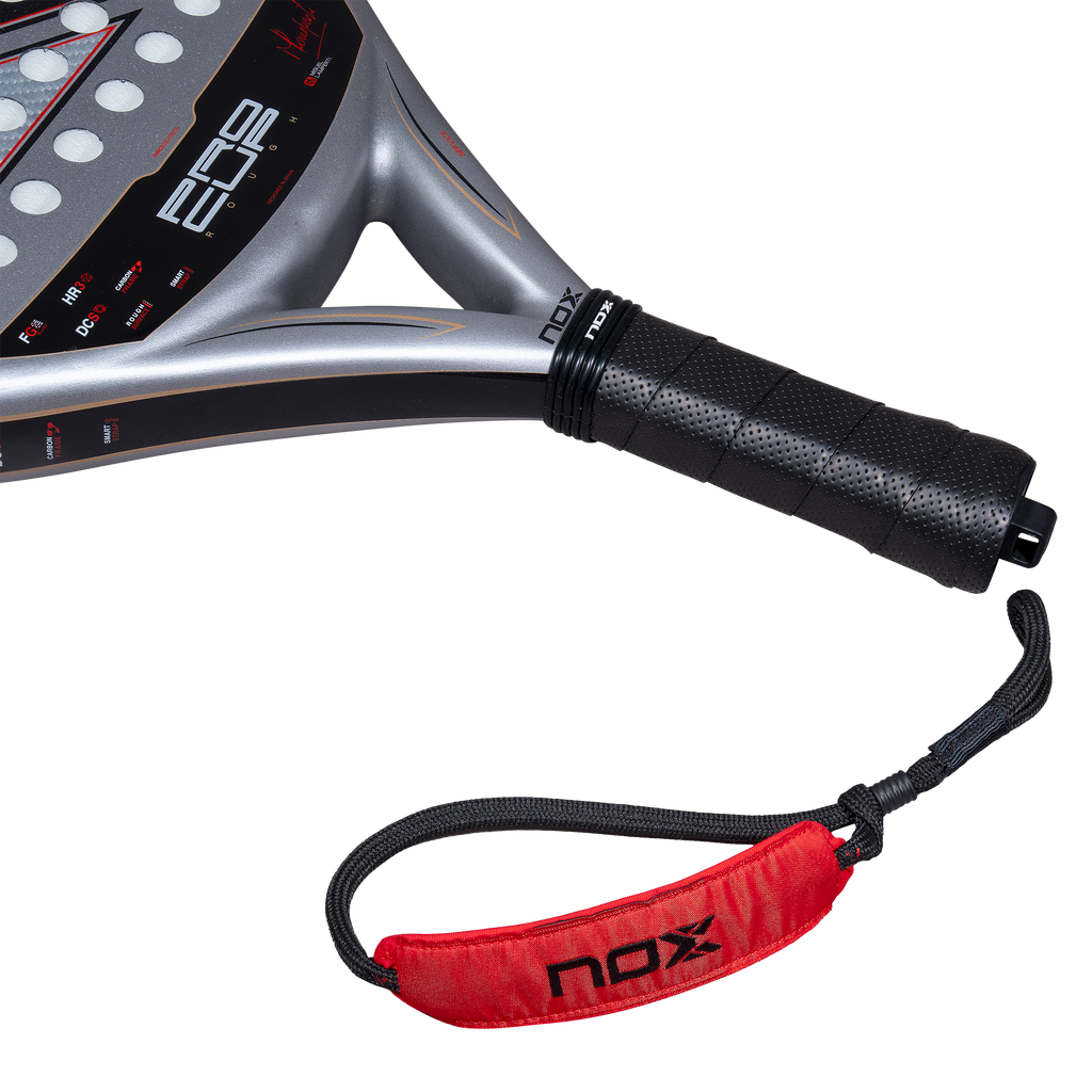 Close up of the Smartstrap of the NOX ML10 pro Cup Rough (2027) padel racket available in New Zealand from ThePadelShop NZ