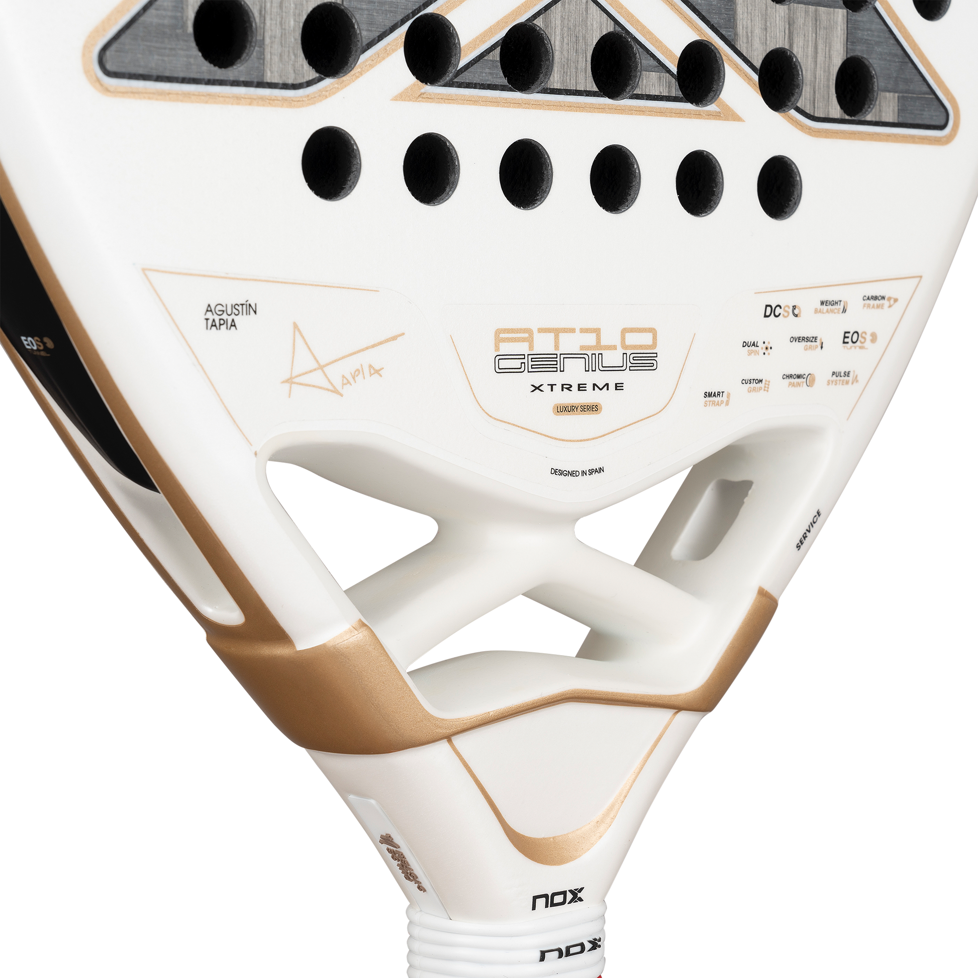 Mid section of the NOX AT10 Luxury Genius 12K Alum Xtrem (2026) Padel racket. View at ThePadelShop.co.nz