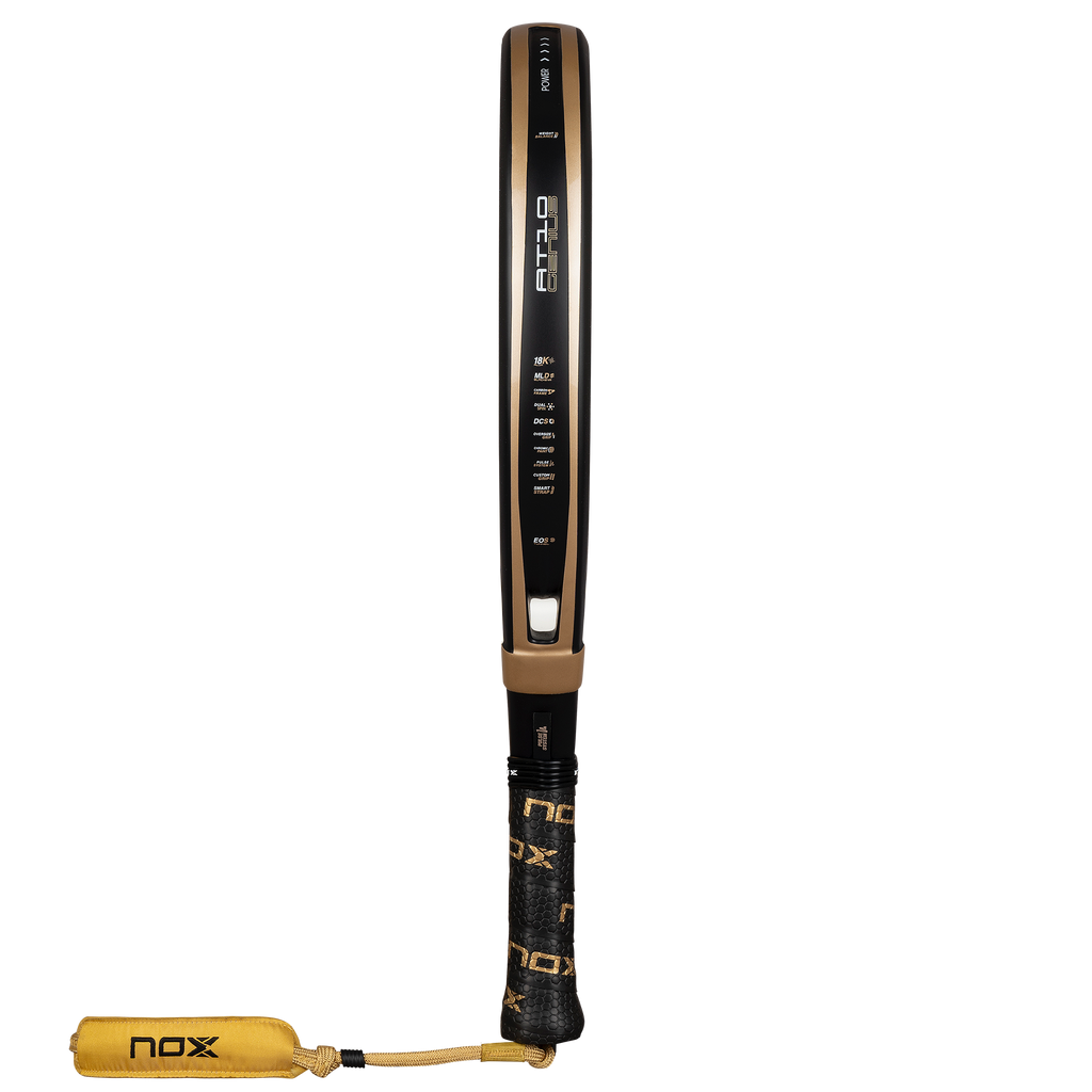 Side on image of the NOX AT10 Luxury Genius 18K Alum (2026) padel racket by Agustin Tapia. Available at ThePadelShop.co.nz