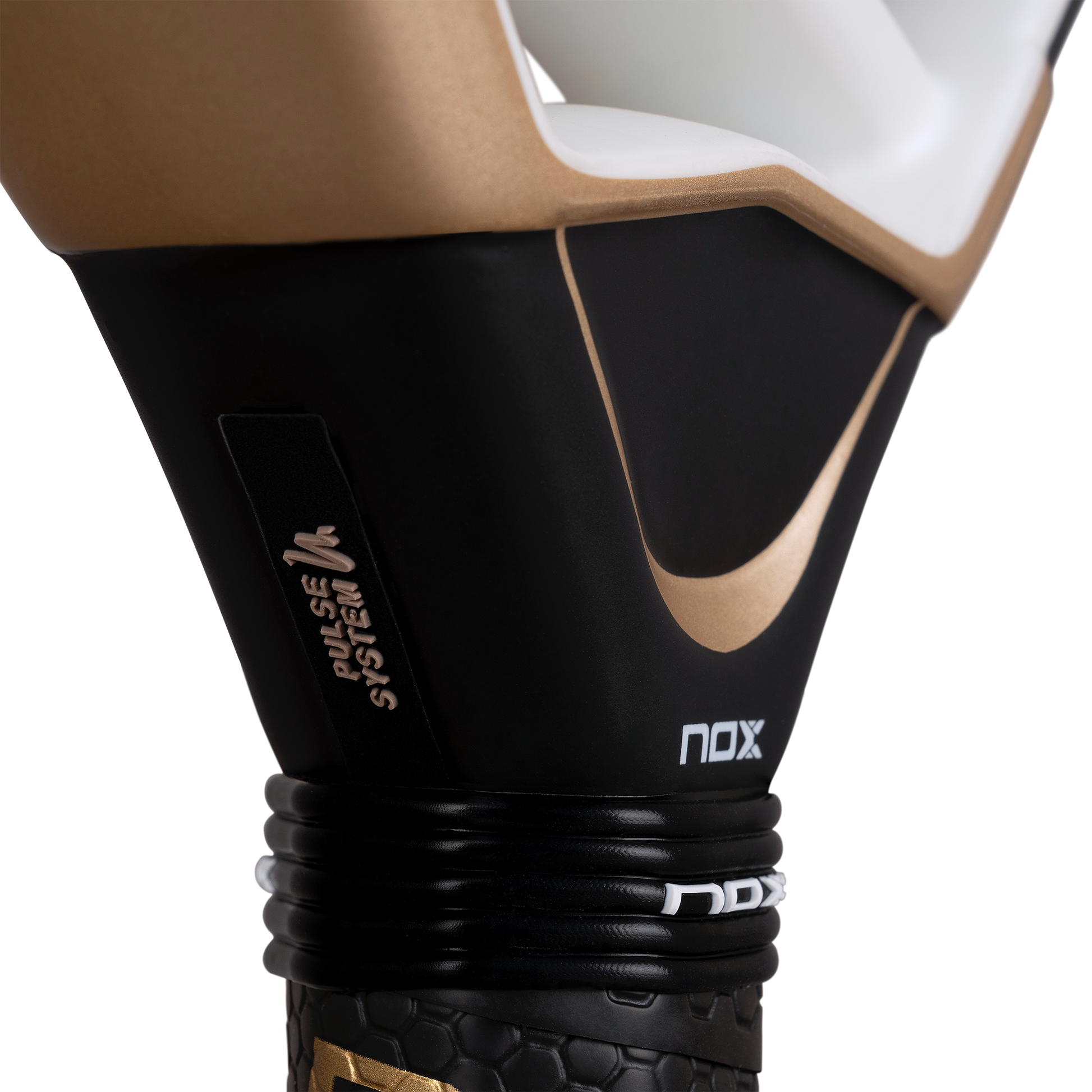 Neck image of the NOX AT10 Luxury Genius 18K Alum (2026) padel racket by Agustin Tapia. Available at ThePadelShop.co.nz