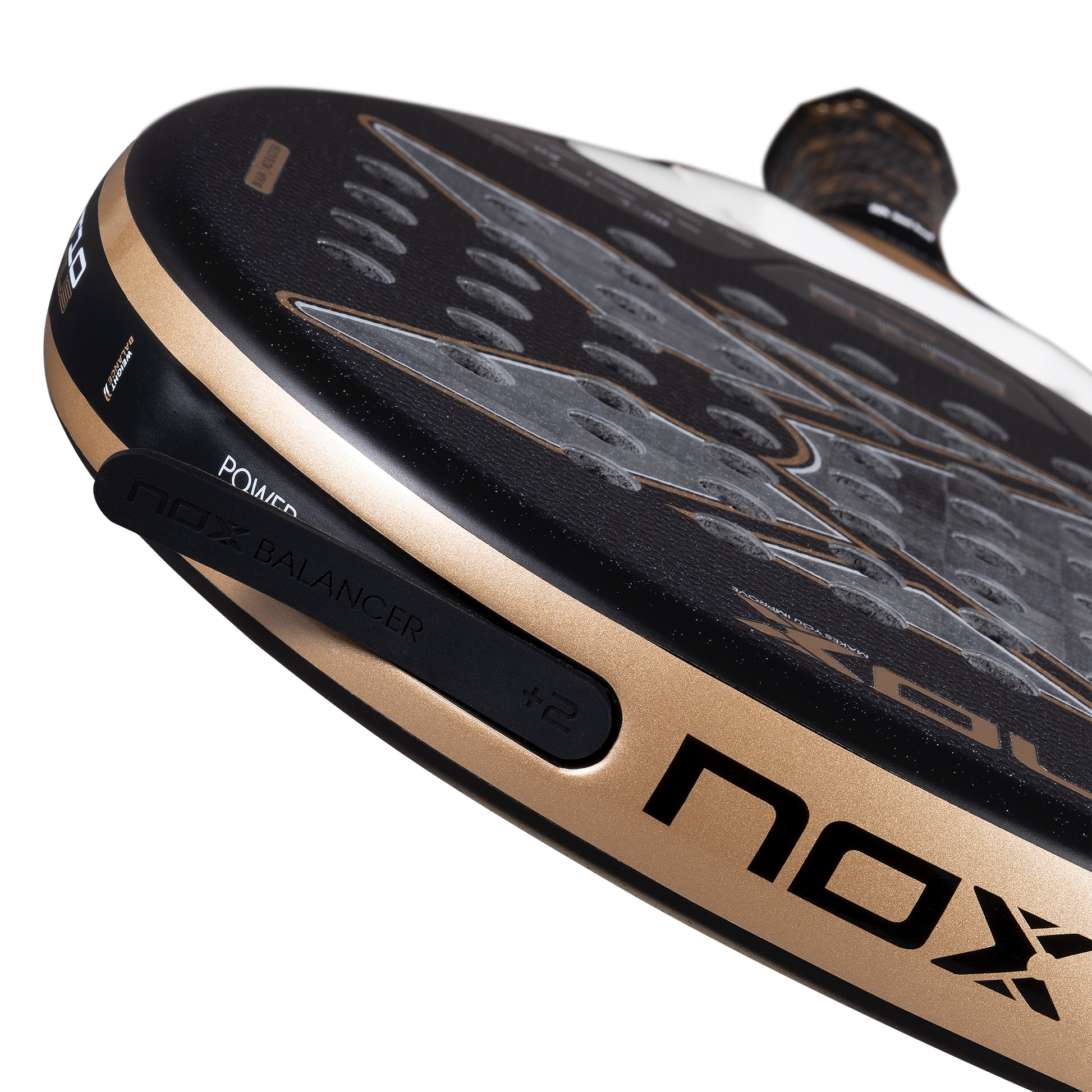 Top down image of the NOX AT10 Luxury Genius 18K Alum (2026) weight balance. Available at ThePadelShop.co.nz