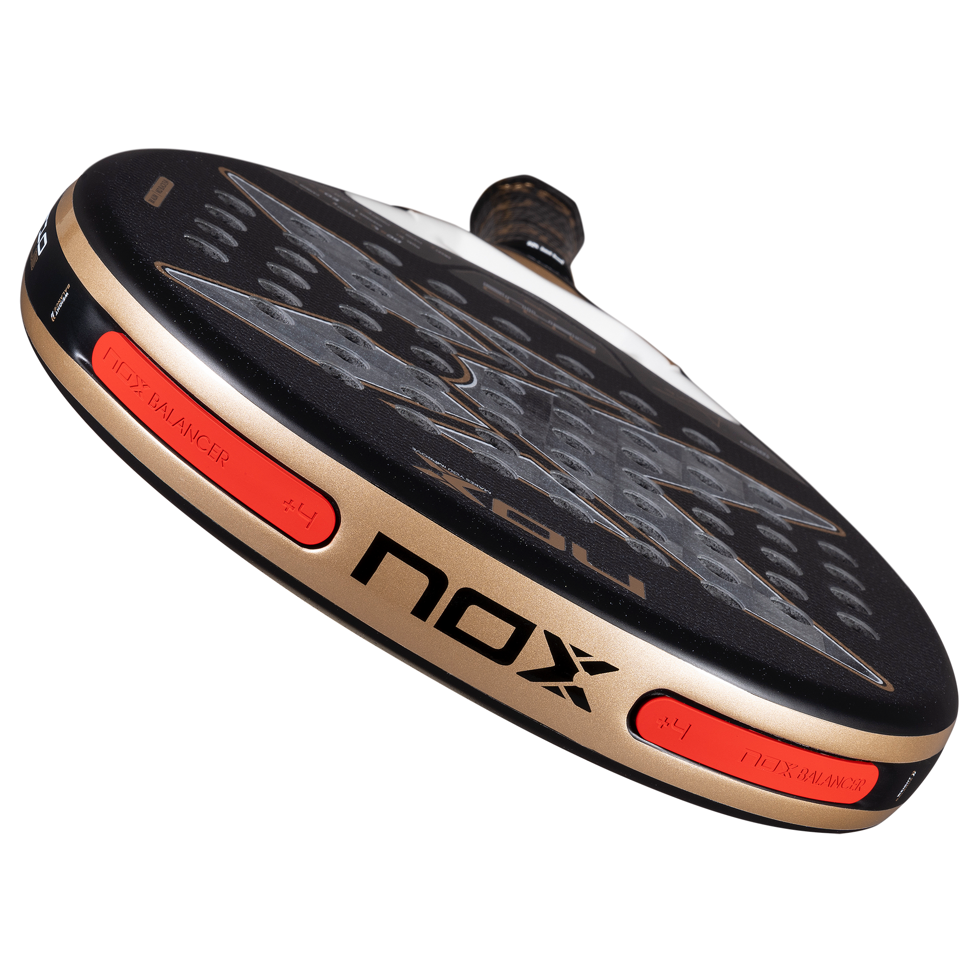 Top down image of the NOX AT10 Luxury Genius 18K Alum (2026) padel racket by Agustin Tapia. Available at ThePadelShop.co.nz