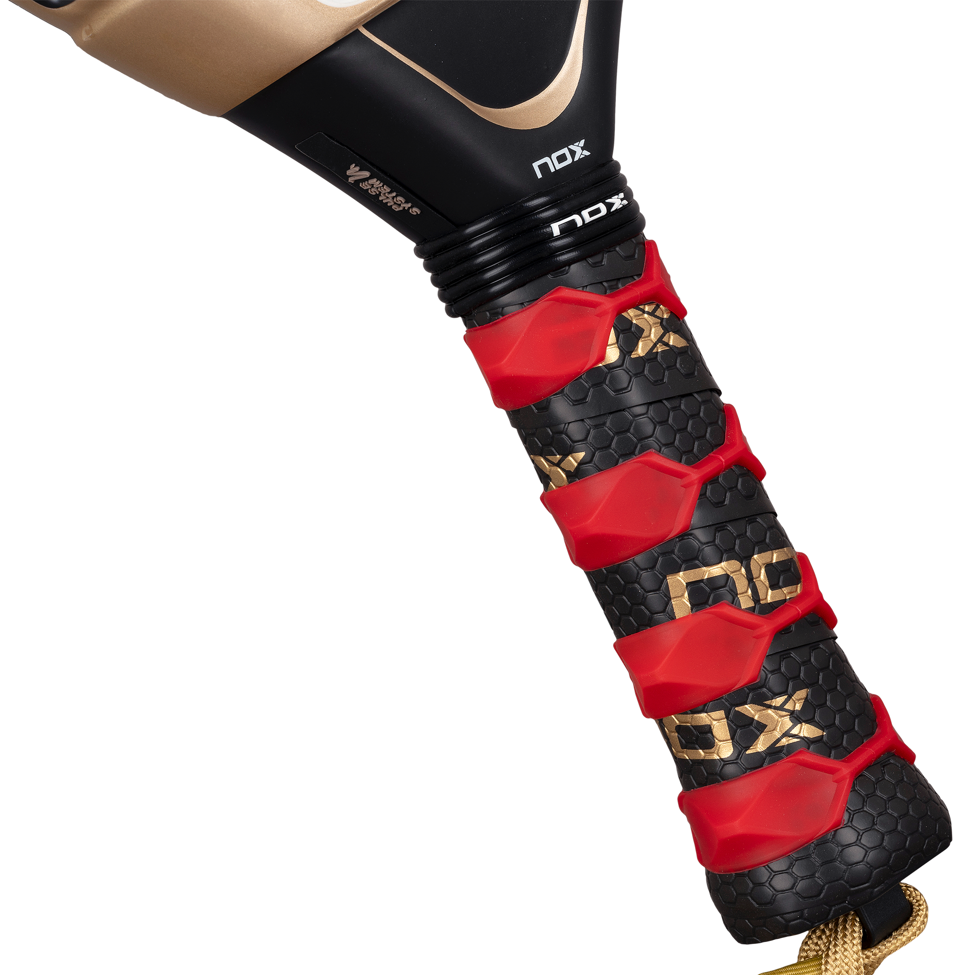 Grip image of the NOX AT10 Luxury Genius 18K Alum (2026) padel racket by Agustin Tapia. Available at ThePadelShop.co.nz