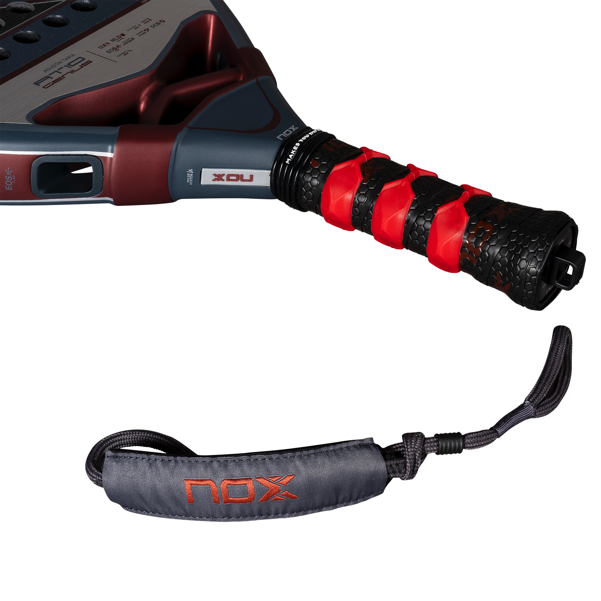 Smartstrap view of the NOX AT10 Luxury Genius 12K 2025 padel racket designed by Agustin Tapia. This padel racket is available at ThePadelShop.co.nz for New Zealand padel players.