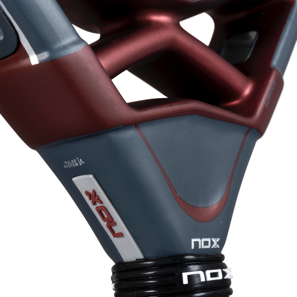 Close up of the Pulse system of the NOX AT10 Luxury Genius 12K 2025 padel racket designed by Agustin Tapia. This padel racket is available at ThePadelShop.co.nz for New Zealand padel players.