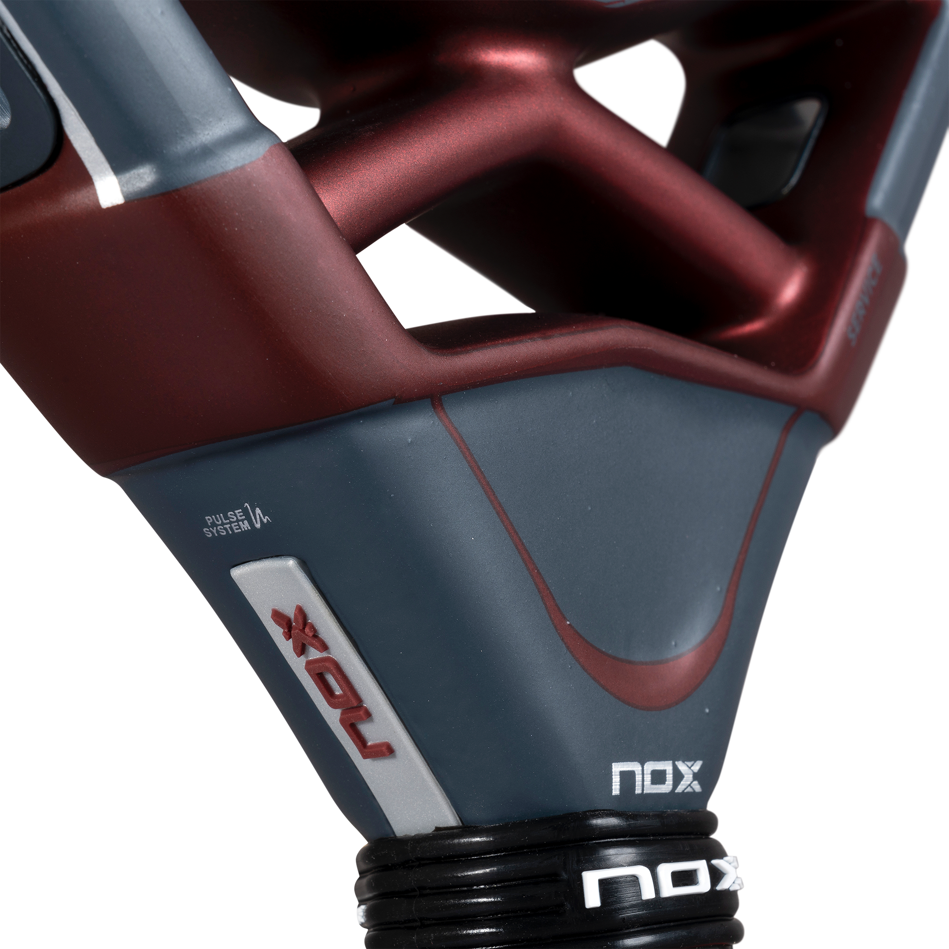 Close up of the Pulse system of the NOX AT10 Luxury Genius 12K 2025 padel racket designed by Agustin Tapia. This padel racket is available at ThePadelShop.co.nz for New Zealand padel players.